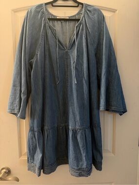 LOFT Denim Blue Peasant Tunic Dress